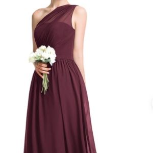 Jj's House Cabernet A-line One-shoulder Floor-length Tulle B-maids Dress #90183